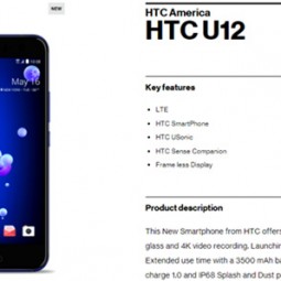 HTC U12 xuất hiện với viền “siêu mỏng”, pin 3.500 mAh