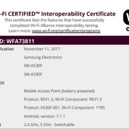 Samsung Galaxy A5 (2018) và A7 (2018) đạt chứng nhận Wi-Fi